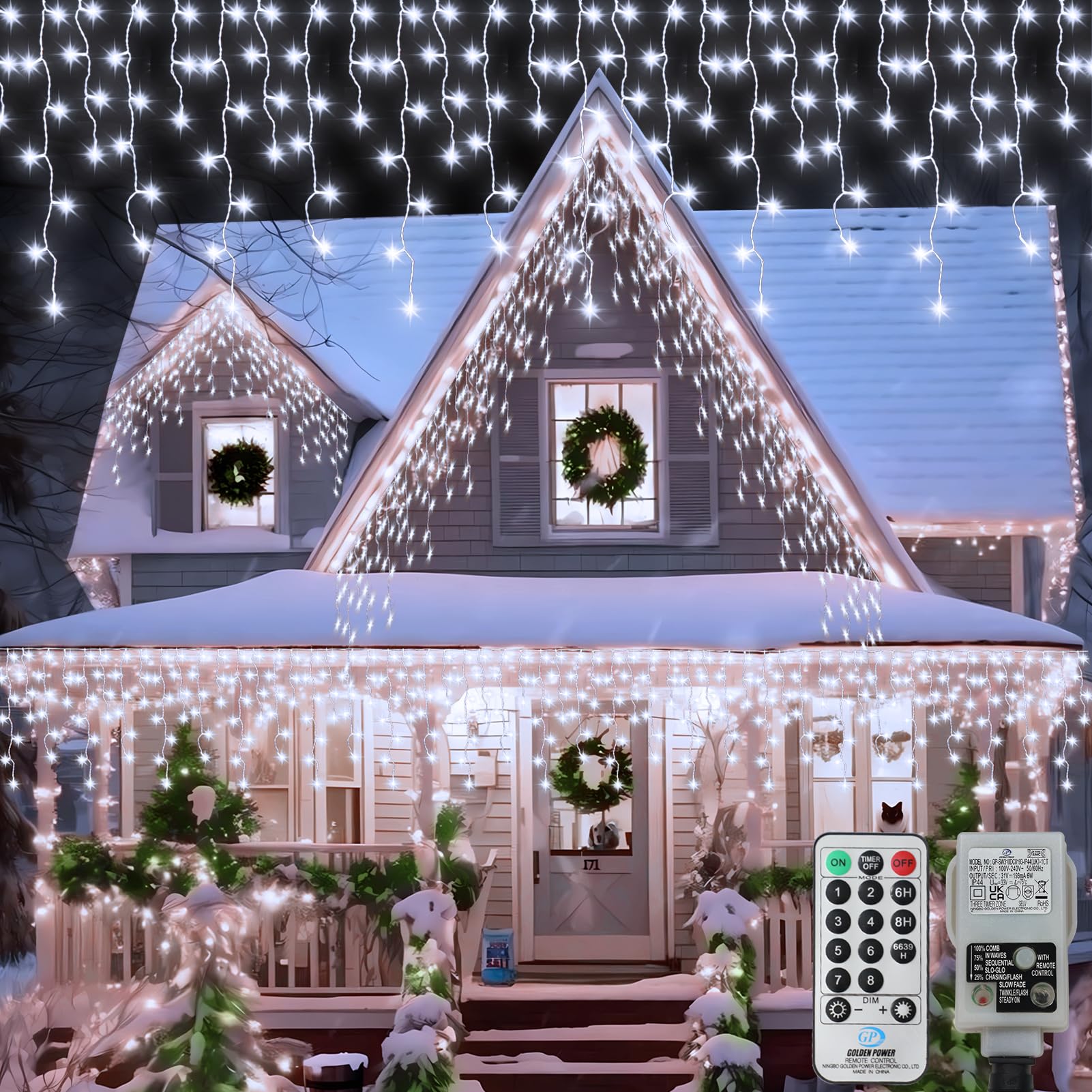 CCILAND Icicle Outdoor Christmas Lights