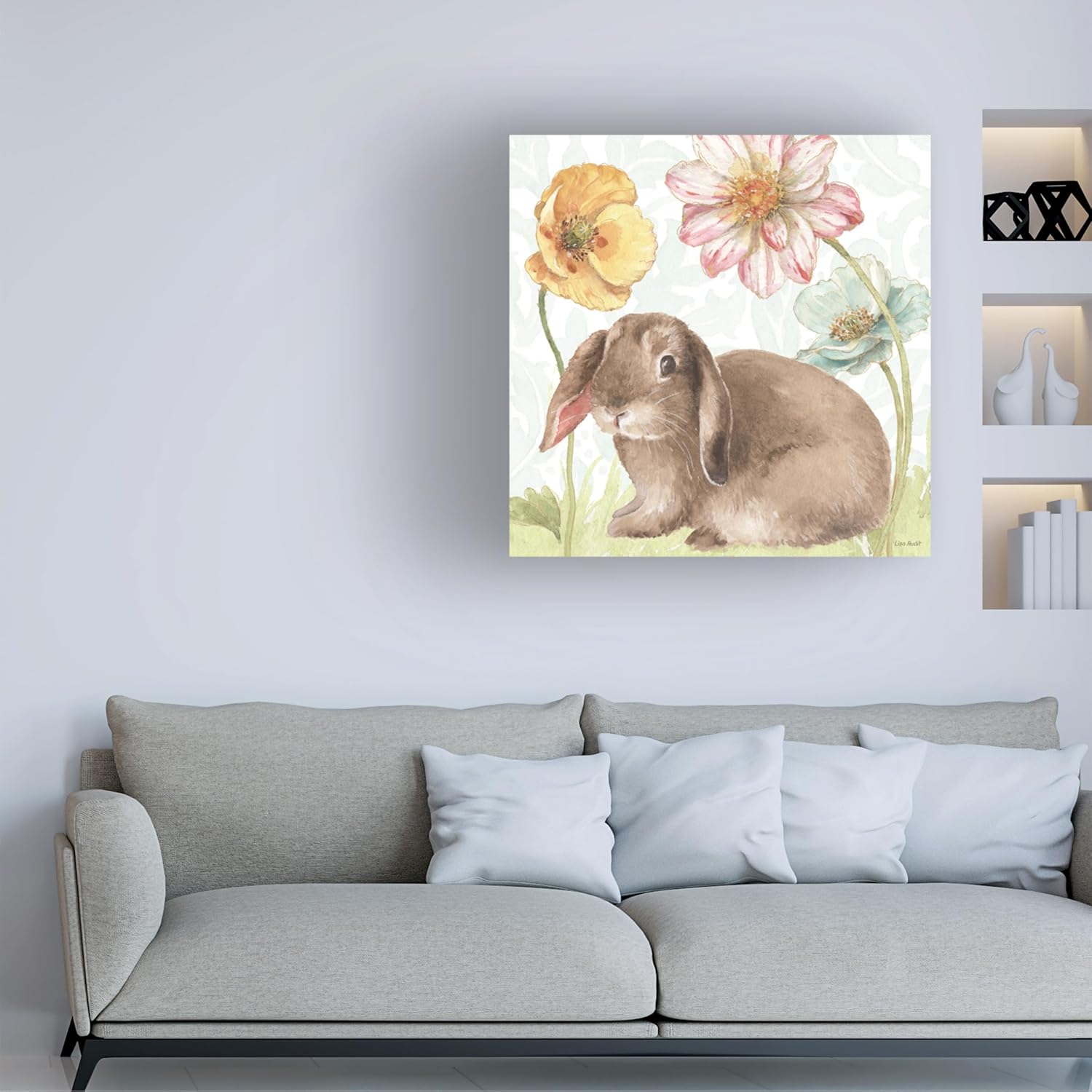 Wrapped Canvas Wall Art - Lisa Audit 'Spring Softies Bunnies III' Wall Art for Living Room, Bedroom, or Office Décor - 18x18