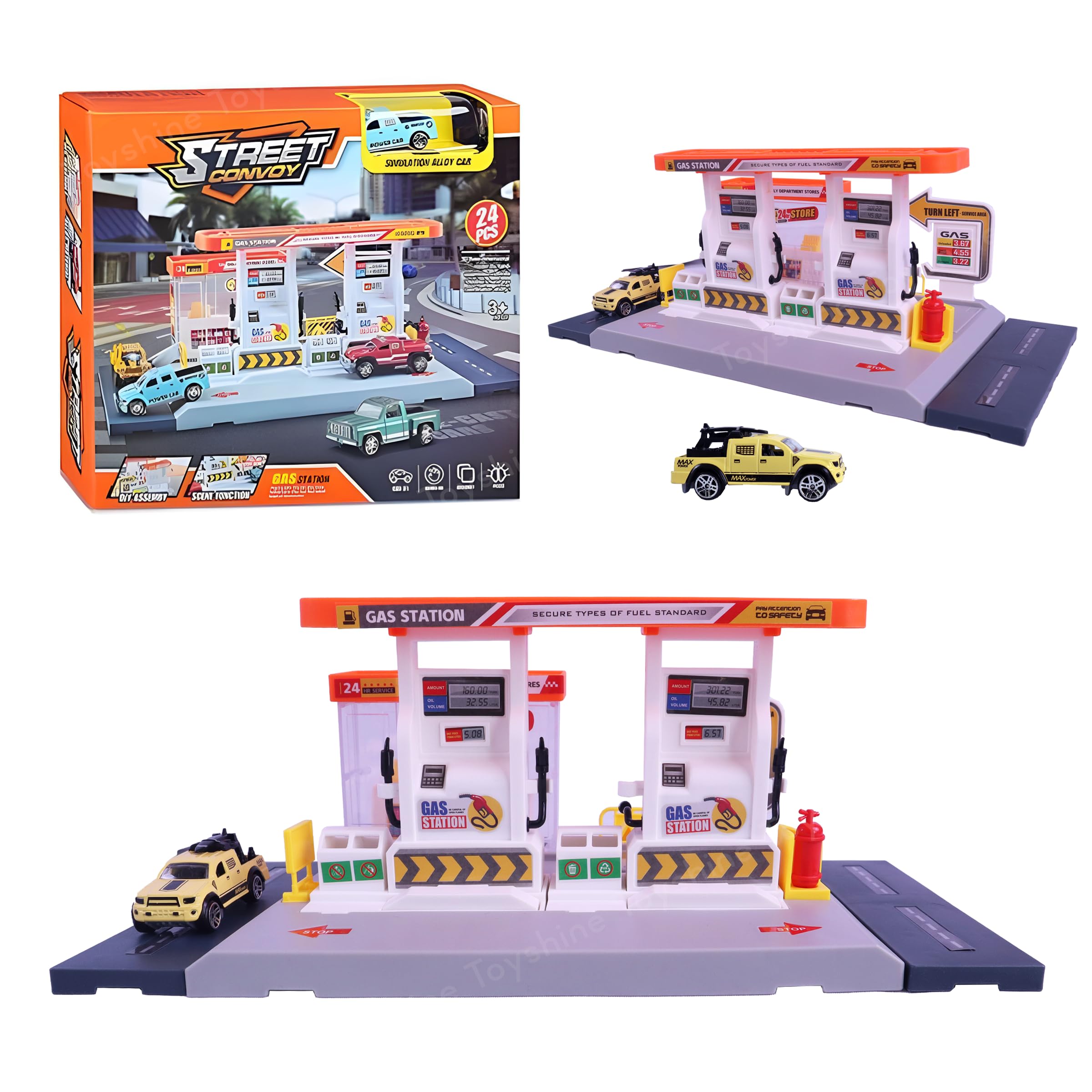 Toyshine 24 Pc DIY Emulational Kids Playing Toy Gas Station Playset with 1 Alloy car | Interactive Gift for Boys Girls 3+ Years (B0DBHJTFPQ) Amazon Price History, Amazon Price Tracker