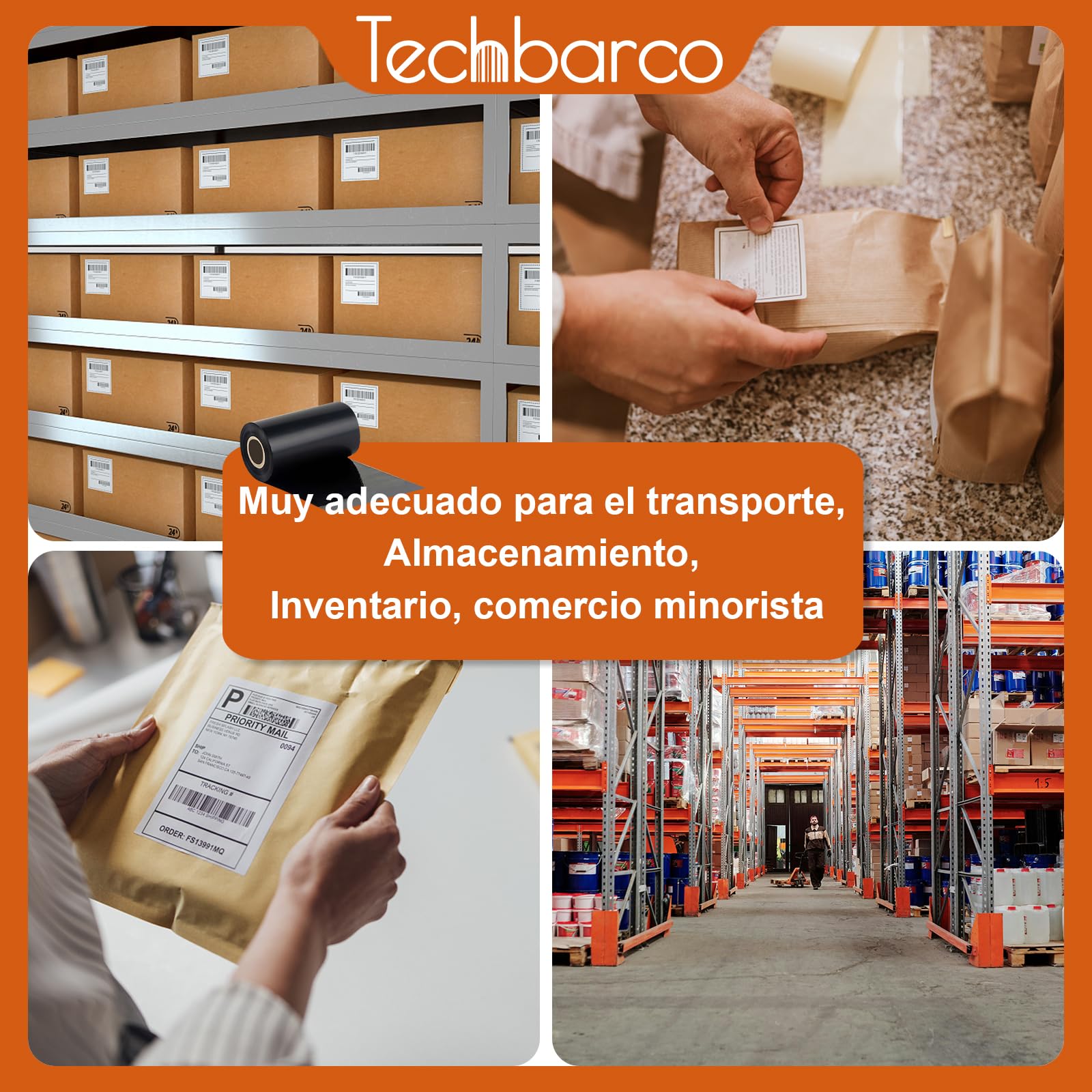 10 rollos de cintas de transferencia térmica de escritorio, cera mejorada, 110 mm x 74 m, núcleo de 0.5 pulgadas, para impresora de escritorio Zebra