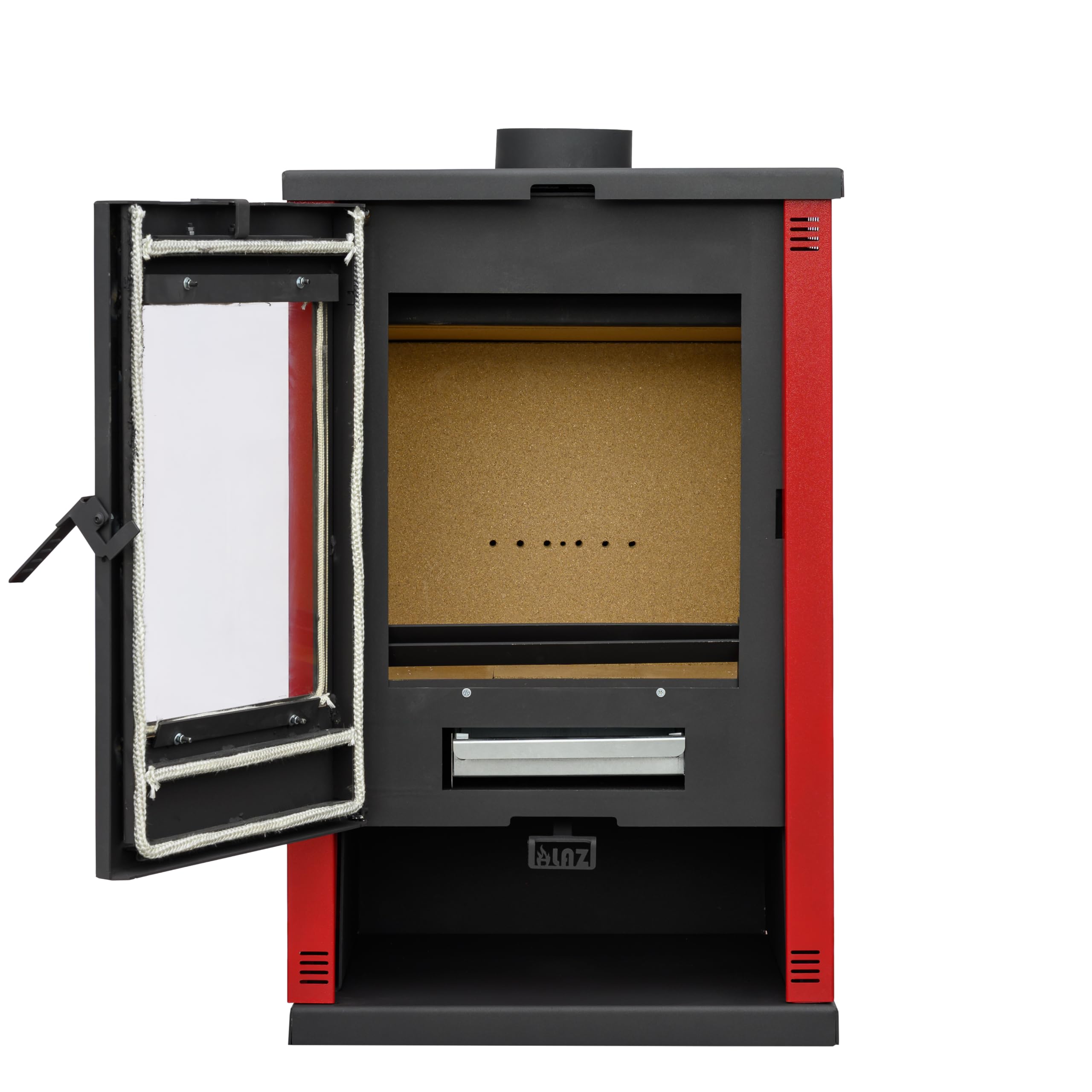 ALAZ Mouse K9-MAX Kaminofen 10 kW – Holzofen Burgunderrot | Brennraum mit Schamott & großem Sichtfenster | Für Holzscheite bis 50 cm | Griffdesign +2 cm verbessert | Energieeffizienzklasse A+