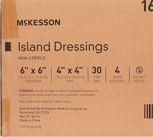 Vista 9 de McKesson Apósito adhesivo no tejido, almohadillas de gasa no estériles, 6 x 6 pulgadas, 1 unidad, 30 paquetes, 30 en total