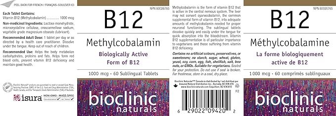Bioclinic Naturals - B12 Metilcobalamina 1000 mcg 60 pastillas miniatura 4