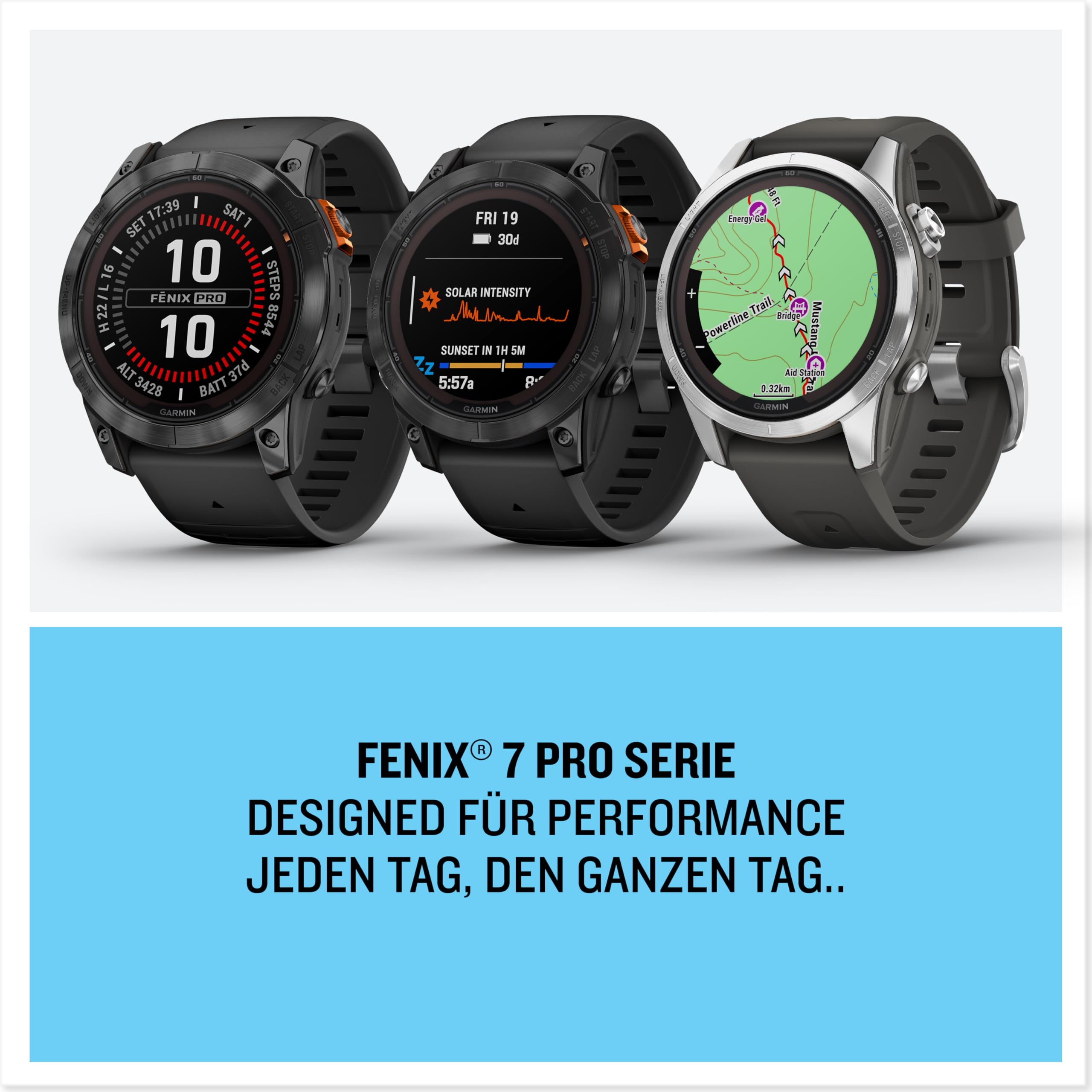 Garmin fēnix 7X Pro 51mm GPS-Multisport-Smartwatch mit Solarladelinse, bis zu 37 Tage Akkulaufzeit, Farbdisplay, Touch-/Tastenbedienung, TOPO-Karten