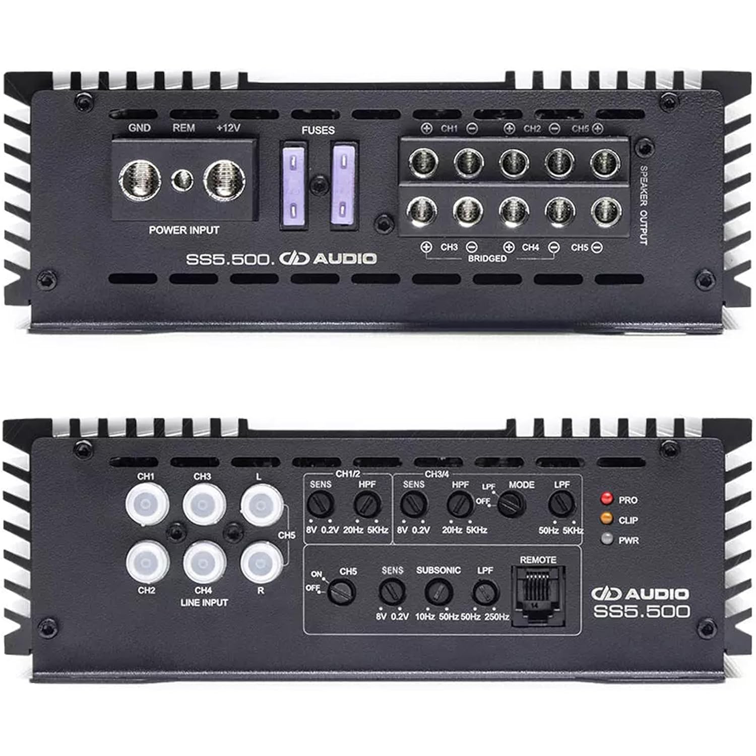 SS5.500 5-Channel 980W RMS Class AB 4-Channels Class D 5th Channel Amplifier