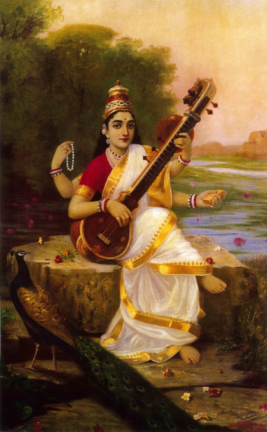 SCPmarts Raja Ravi Varma Unframed Canvas Prints Canvas Art Print Goddess Saraswathi Painting (Multicolour, 24x16 Inch). (B072BL7QNV) Amazon Price History, Amazon Price Tracker