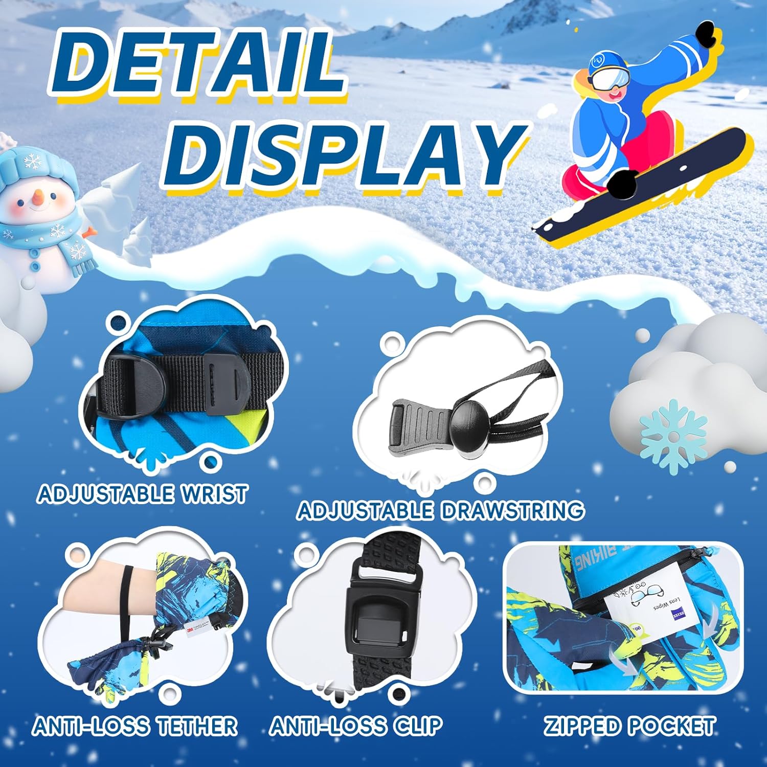 West Biking Winter Gloves for Boys and Girls, 3M Thinsulate Kids Winter Ski Gloves Suitable for Outdoor Activities, Cycling, and Snowboarding - Image 6