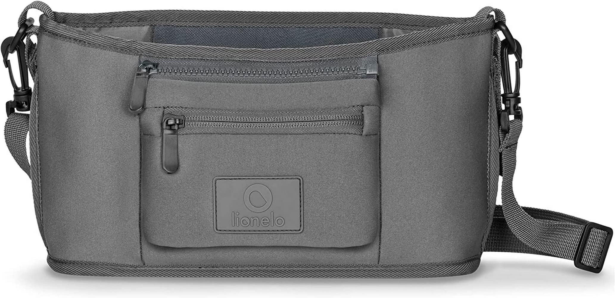LIONELO Little Cube - Organizer per passeggino, due tasche per bottiglie, montaggio facile e veloce, impermeabile e durevole, borsa a tracolla, fondo rinforzato, borsa per piccoli oggetti