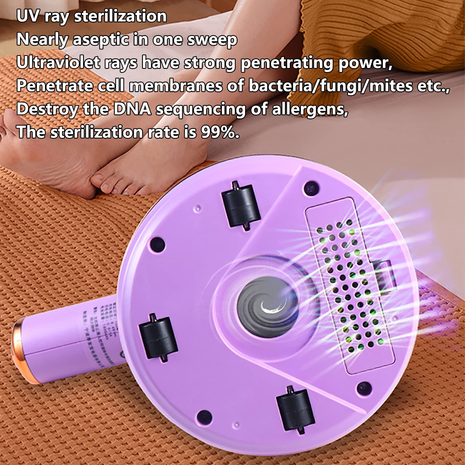 DYTWXG Aspirador inalámbrico, Aspirador de ácaros de Mano con colector de ácaros de Cama de barredor de Polvo Ligero, Aspirador de colchón Mini esterilizador, 99,9% de bacterias y ácaros del Polvo
