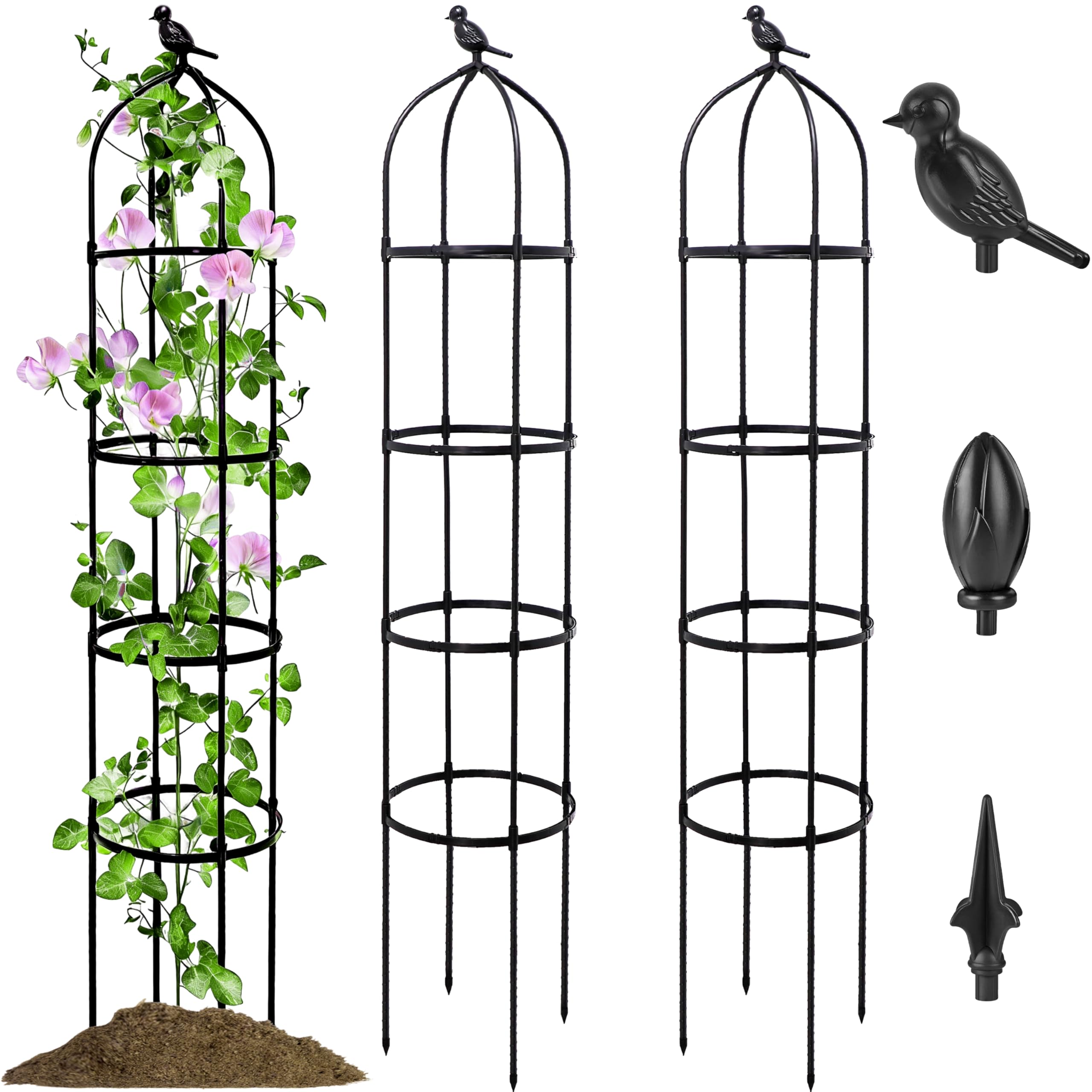 2 Pack Garden Obelisk Trellis for Climbing Plants Outdoor, 6FT