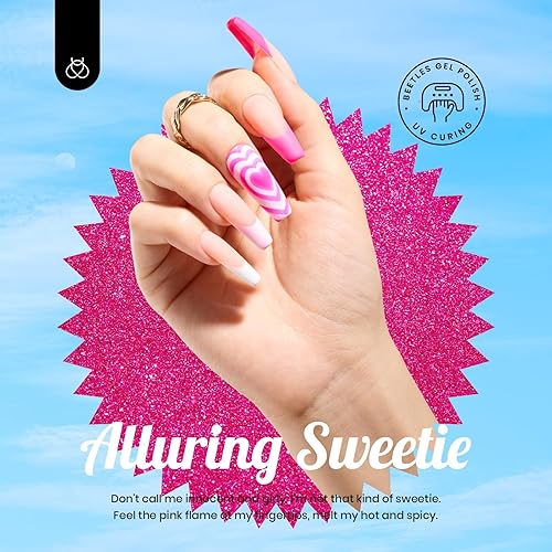 Miniatura 4 de beetles Gel Polish Juego de esmaltes de uñas de gel de 16 colores de 0.5 onzas líquidas, blanco, marrón oscuro, rosa, nude, encanto, natural,