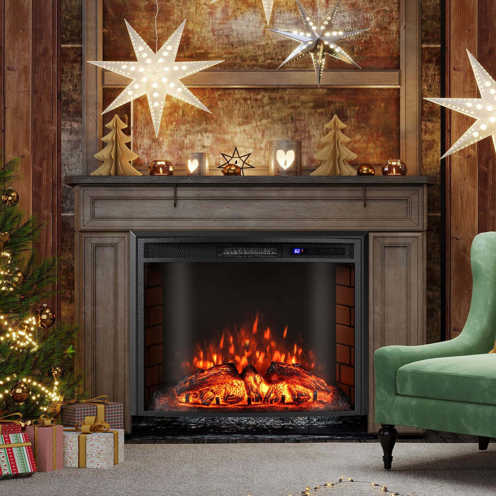 RELAX4LIFE Cheminée Électrique Encastrable 750W/1500W, 17-28℃