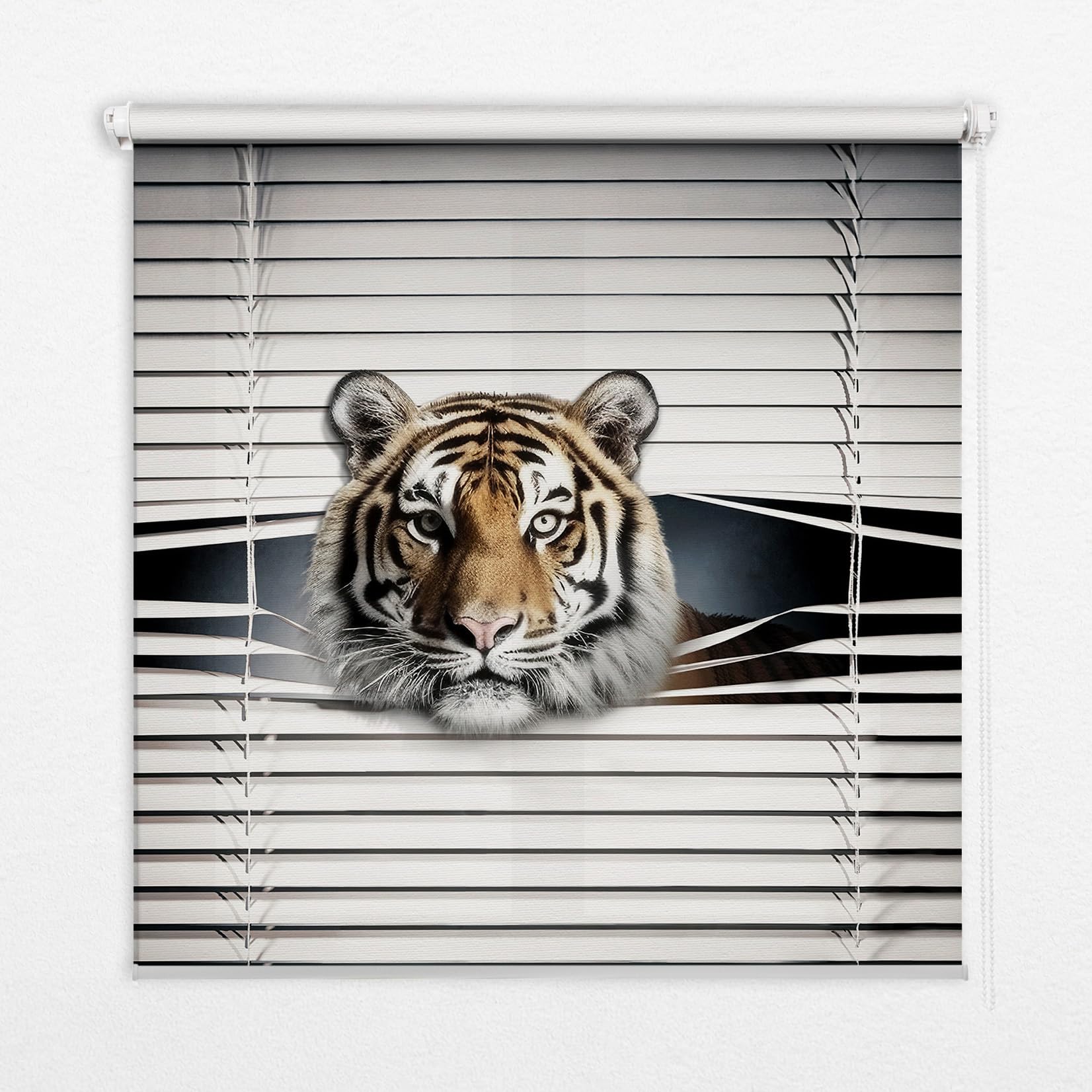 Store enrouleur Tulup 50x50cm perméable sans perçage avec motif tigre pour fenêtre