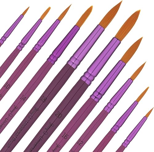 Miniatura 4 de Juego de pinceles universales Taklon de oro para acuarela, acrílico, aceite, témpera. mangos cortos de madera JQ202