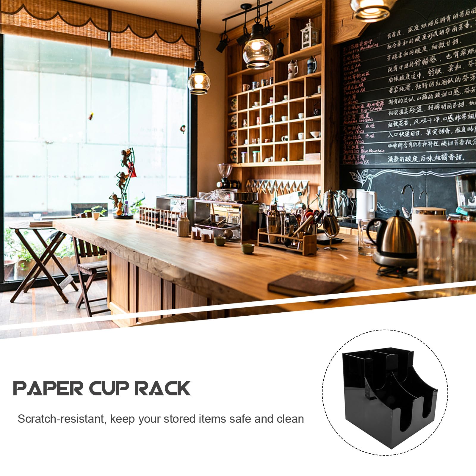 Abaodam Estante Organizador Que Ahorra Espacio y Recursos de Vasos de Papel de Acrílico Negro Diseño para Encimera Adecuado para Cafeterías y Tiendas