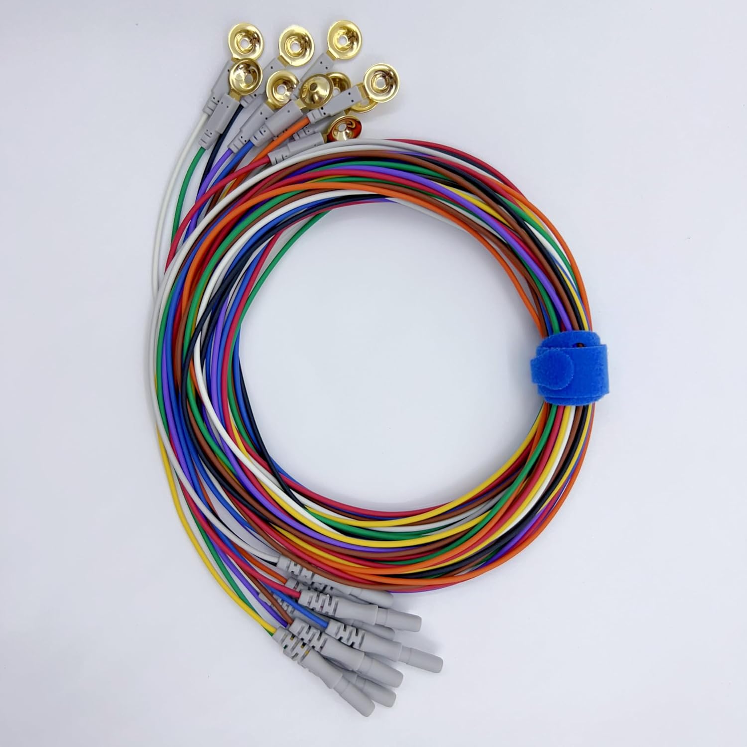 EEG Gold Cup Electrodes with DIN 1.5mm Plug,59 Inch Cables Multicolor,Pack of 10