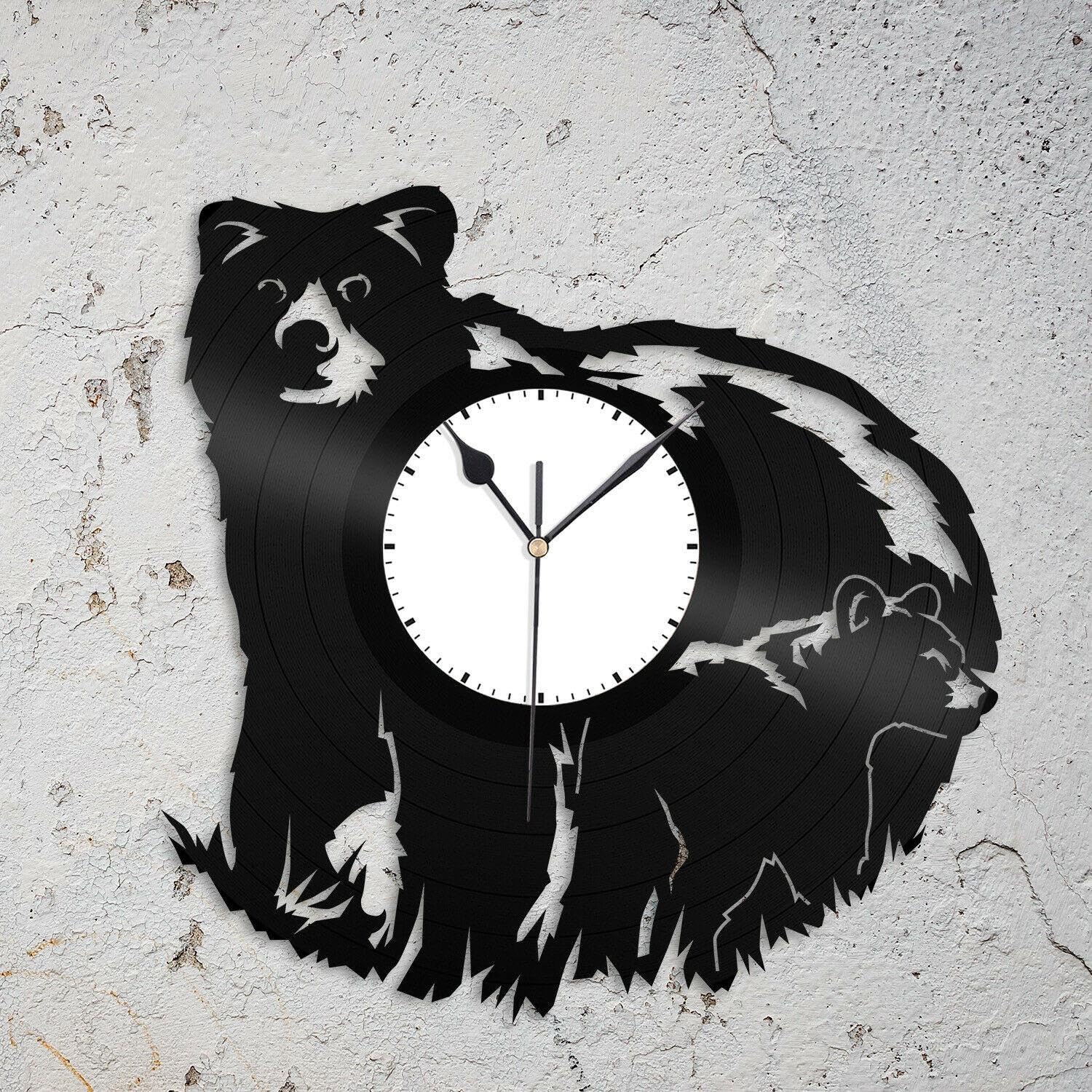 Horloge murale en vinyle décoration vintage pour chambre d'enfant et bureau rétro