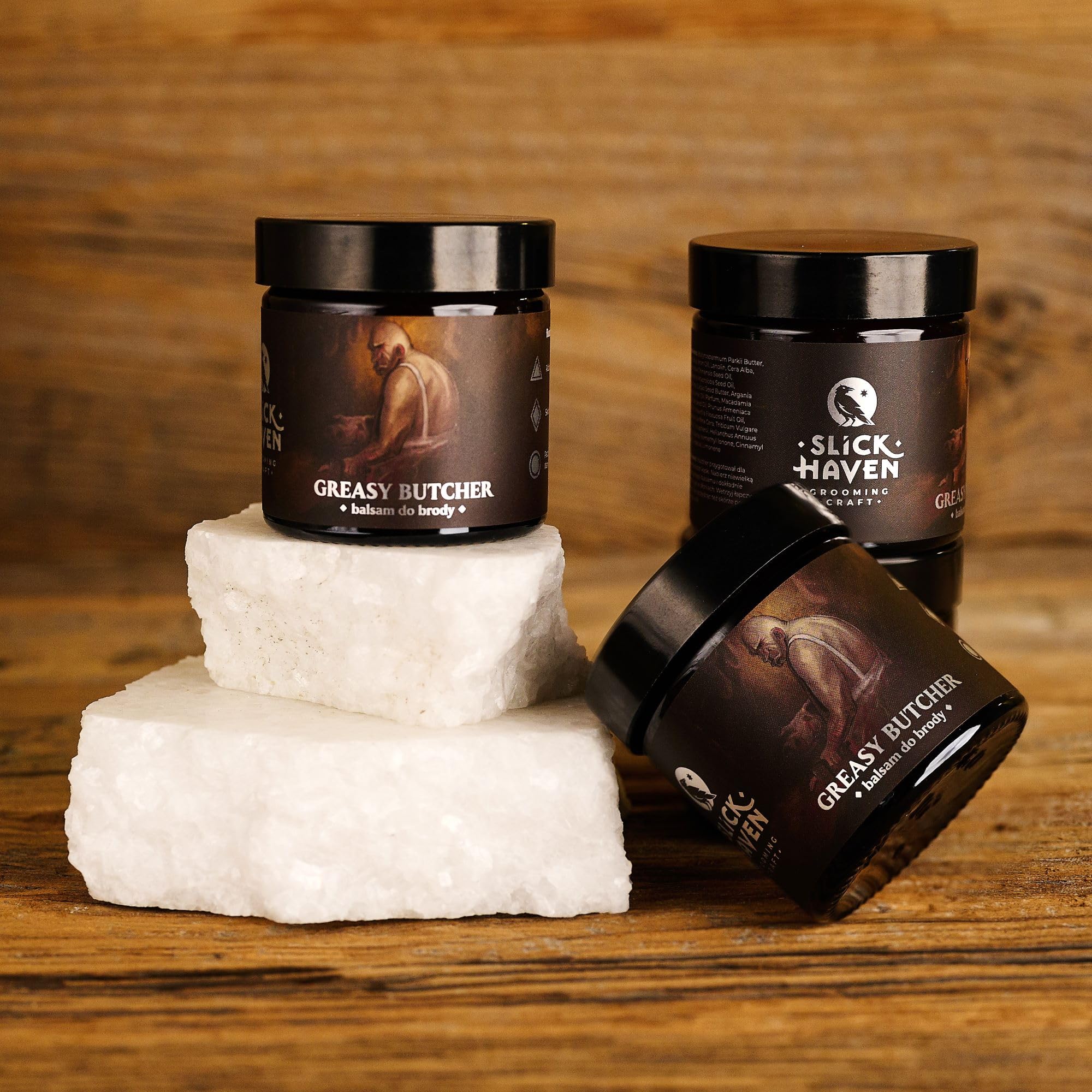 Greasy Butcher Balsamo per Barba 60 ml – Profumo cuoio-animale con note dolci e speziate – Qualità artigianale, protegge, nutre, dona lucentezza