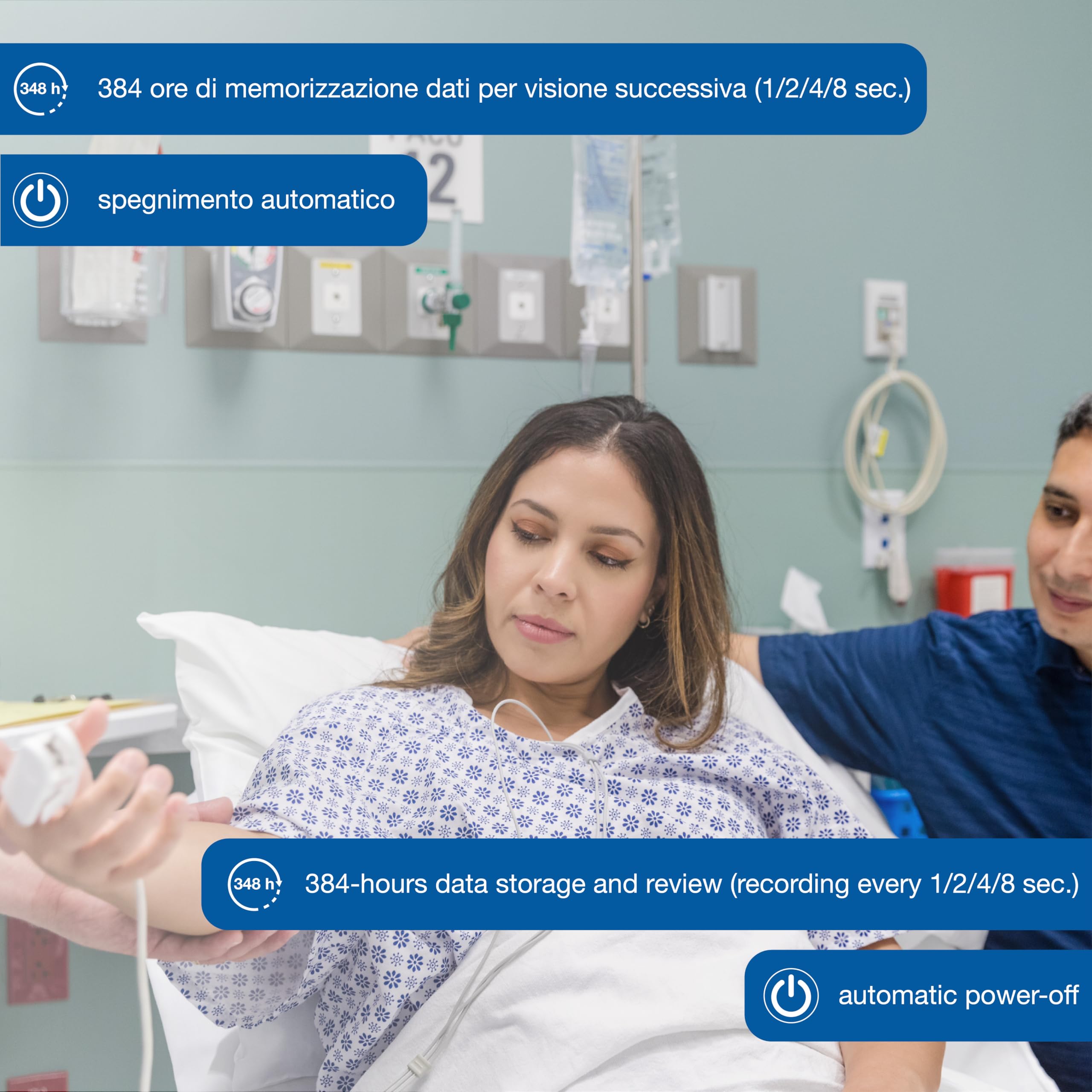 GIMA Oxímetro OXY-100, Oxímetro de pulso digital: monitorización precisa de la saturación de oxígeno (SpO2) y de la frecuencia cardíaca, oxímetro de dedo portátil, SpO2