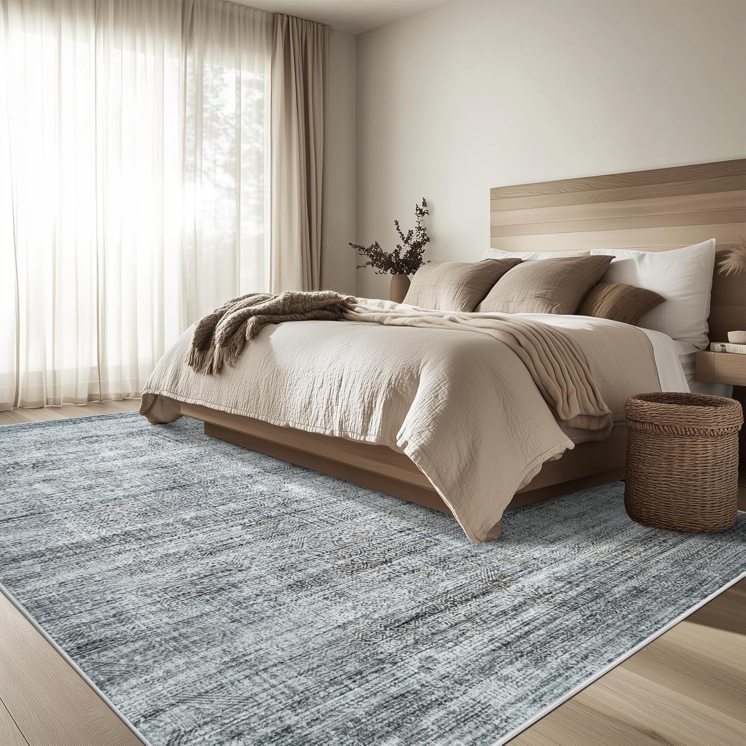 Tappeto Salotto Grandi 160 x 230 cm Tappeto Corridoio Antiscivolo Morbido Pelo Corto Tappeti per cucina Pranzo Soggiorno Camera da Letto Modern White Gray Brown Beige