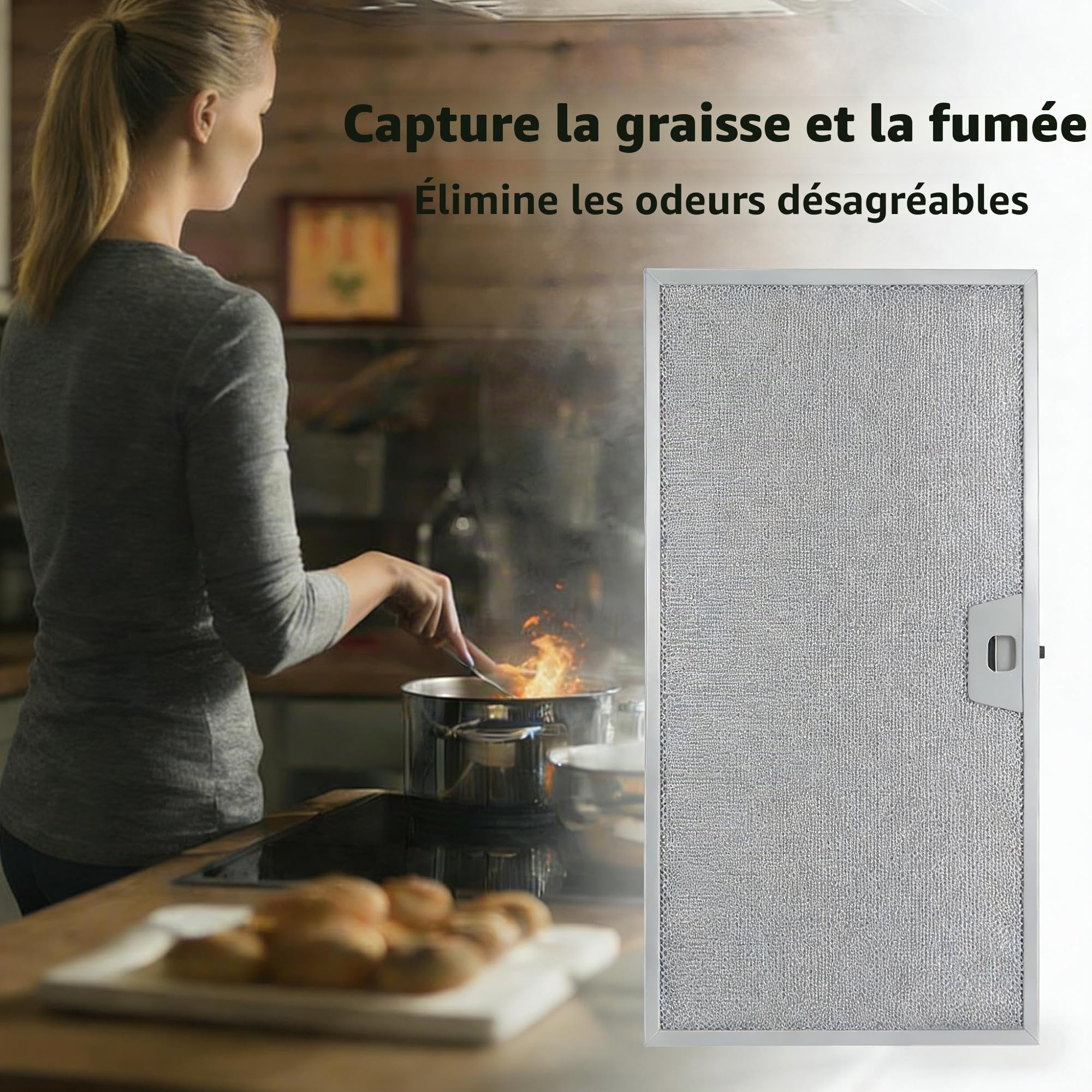 Lot de 2 filtres pour Hotte Aspirante en Aluminium Filtre à Graisse pour Hotte de Cuisine 506 x 300 x 9 mm