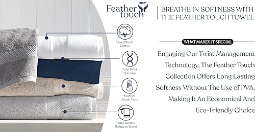 Miniatura 7 de Delara Toalla de baño de felpa de algodón orgánico de lujo  Certificado GOTS y OEKO-TEX  Toallas de calidad hotelera premium  Tecnología Feather
