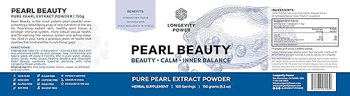 Miniatura 2 de Longevity Power Pearl Beauty, Extracto de hidroetanol 101 de perlas hidrolizadas de Akoya Oyster Sea Pearl, piel, intestino y tejido, 100 porciones,