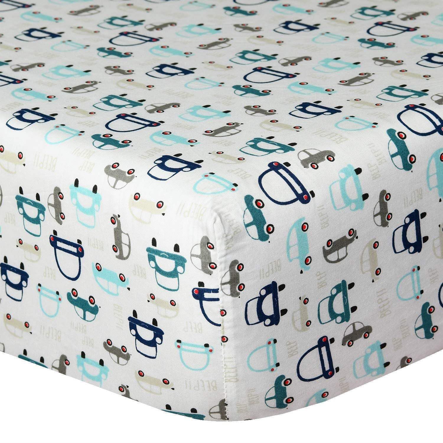 Cuddles & Cribs Cars 1 Pack Gots Certified Organic Cotton Fitted Crib Sheet