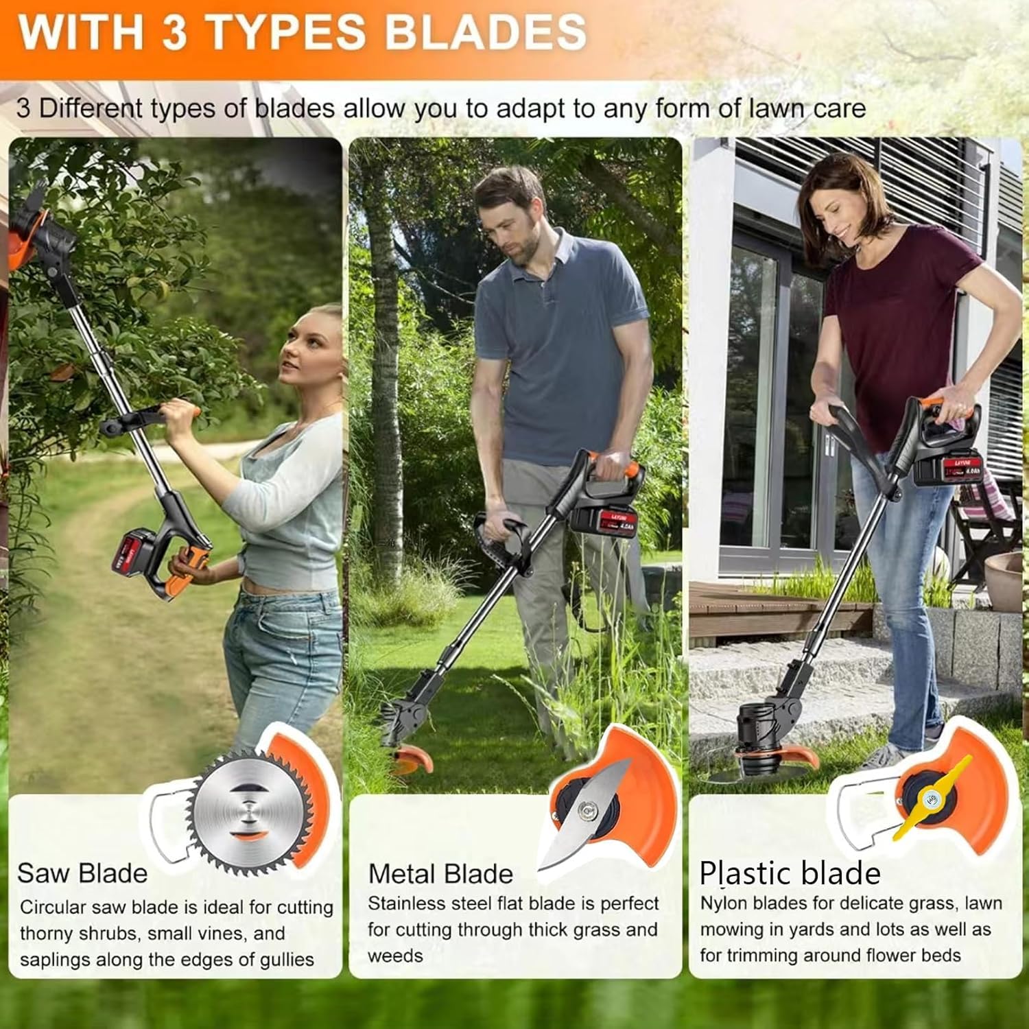 Electric Weed Wacker Battery Powered, Cordless Weed Trimmer with 21V Battery