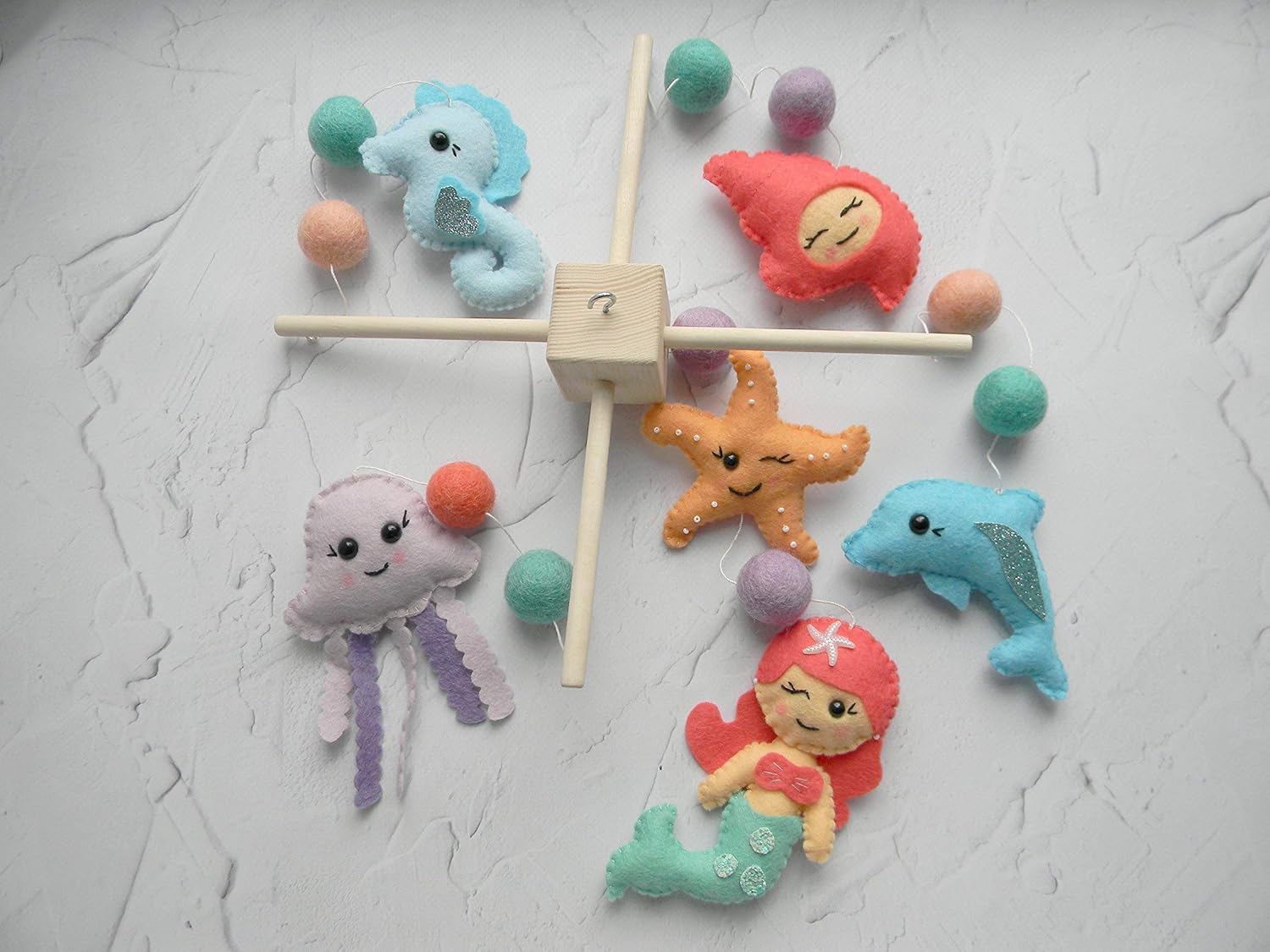 Mermaid baby mobile crib Under the sea decoration Ocean animals mobile Mermaid nursery decor Baby girl mobile sea animals cot mobile