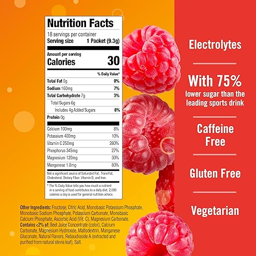 Miniatura 6 de Emergen-C Hydration - Mezcla de bebidas deportivas con vitamina C 18 unidades sabor a frambuesa reposición de electrolitos paquetes de polvo de 033