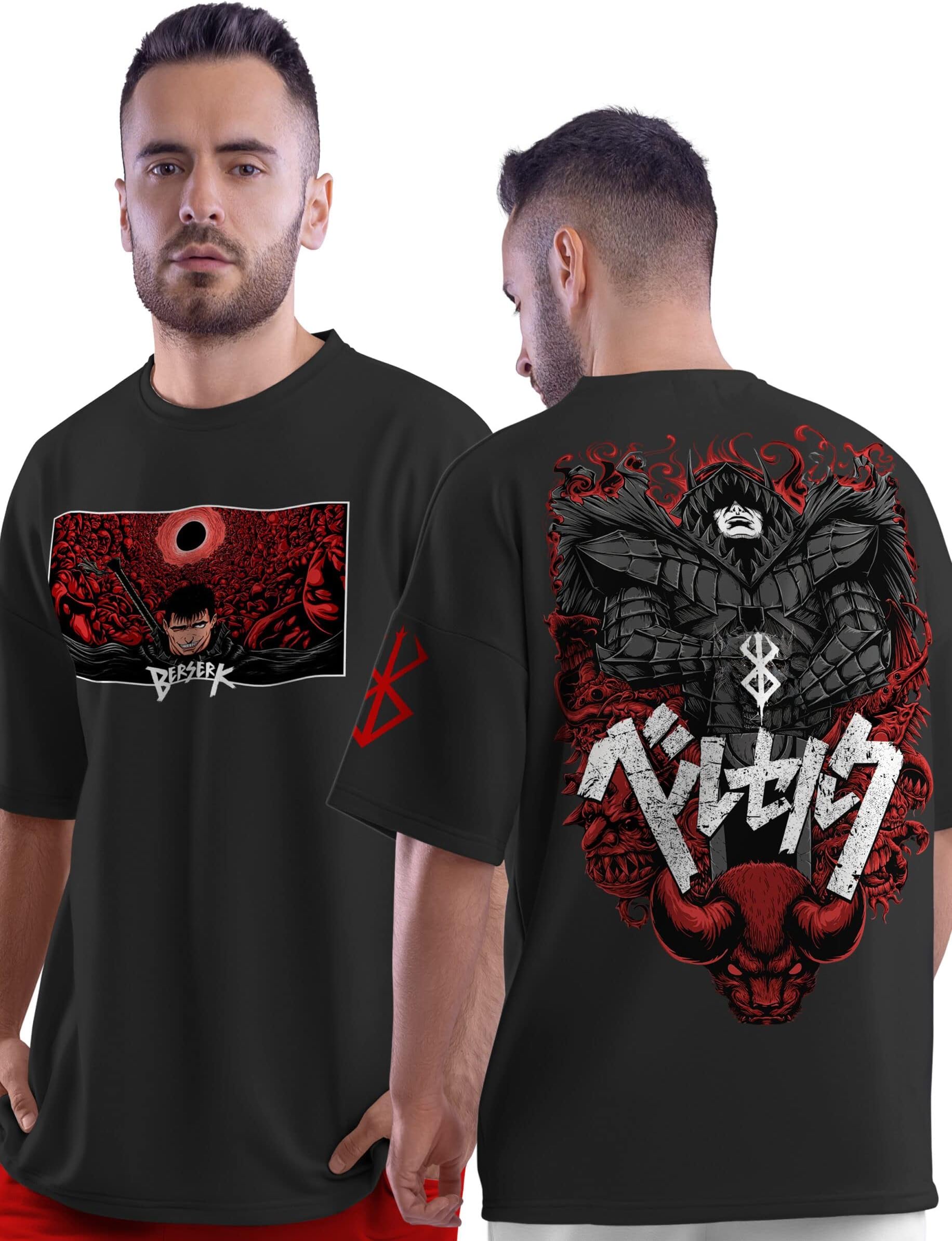 - crazymonk Berserk Anime Oversized T-Shirt