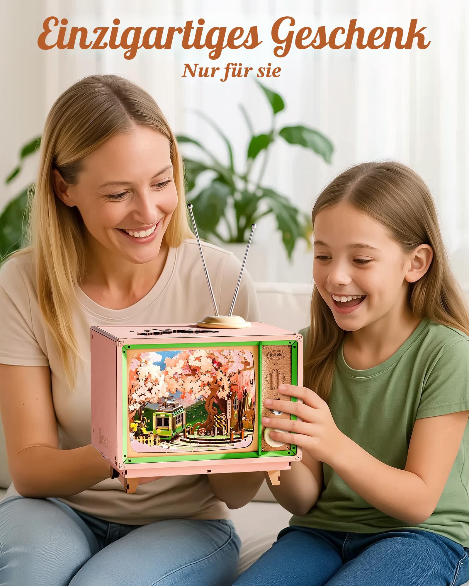 Rolife Modellbausatz Spieluhr Sakura Traumreise DIY Miniatur Haus Kit mit Kirschblüten Szene Holz Puppenhaus zur Deko für Zuhause und Bücherregal Geburtstagsgeschenk für Sie