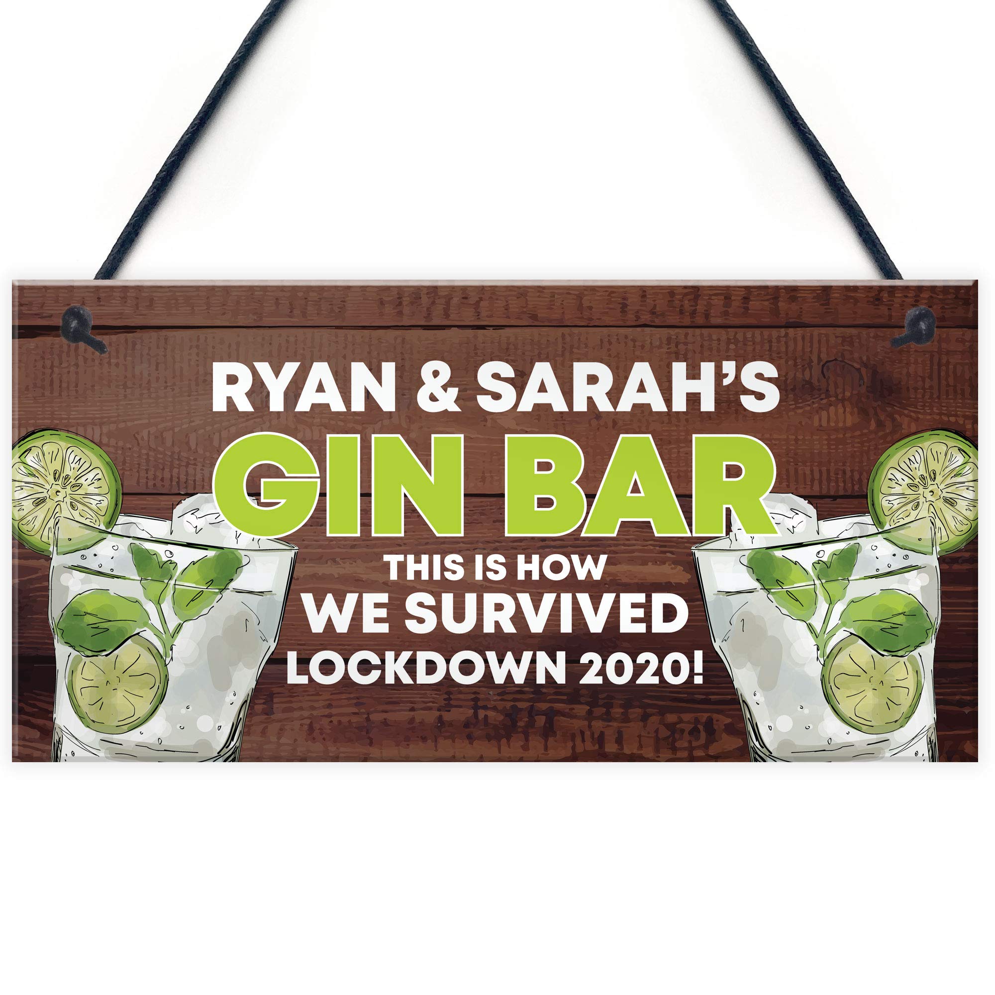 PERSONALISED Gin Bar Lockdown Gift Funny Home Bar Sign Gin Gift Home Decor