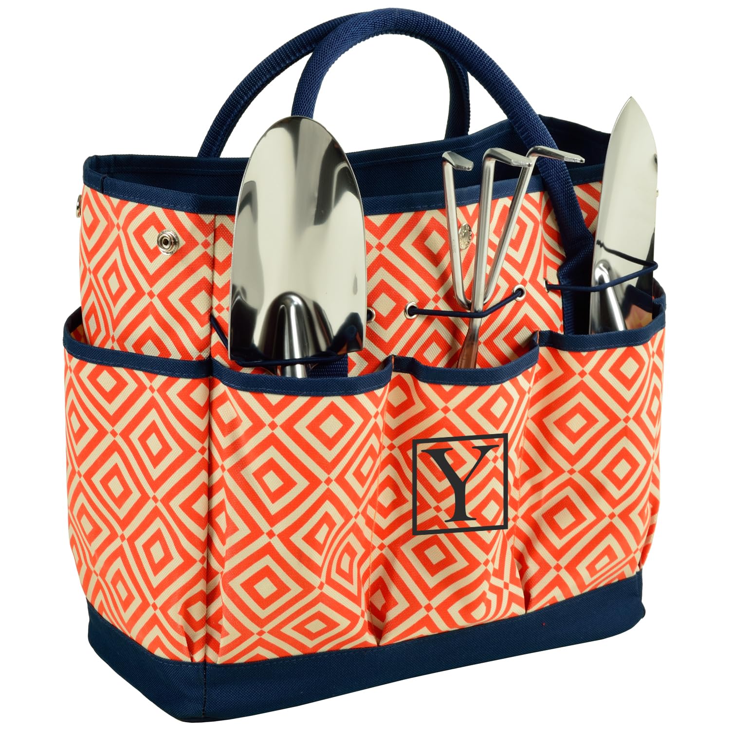 Picnic at Ascot Personalized Monogrammed Garden Tote Designed & Assembled in The USA 3 Stainless Steel Tools, One Size, Forest Green