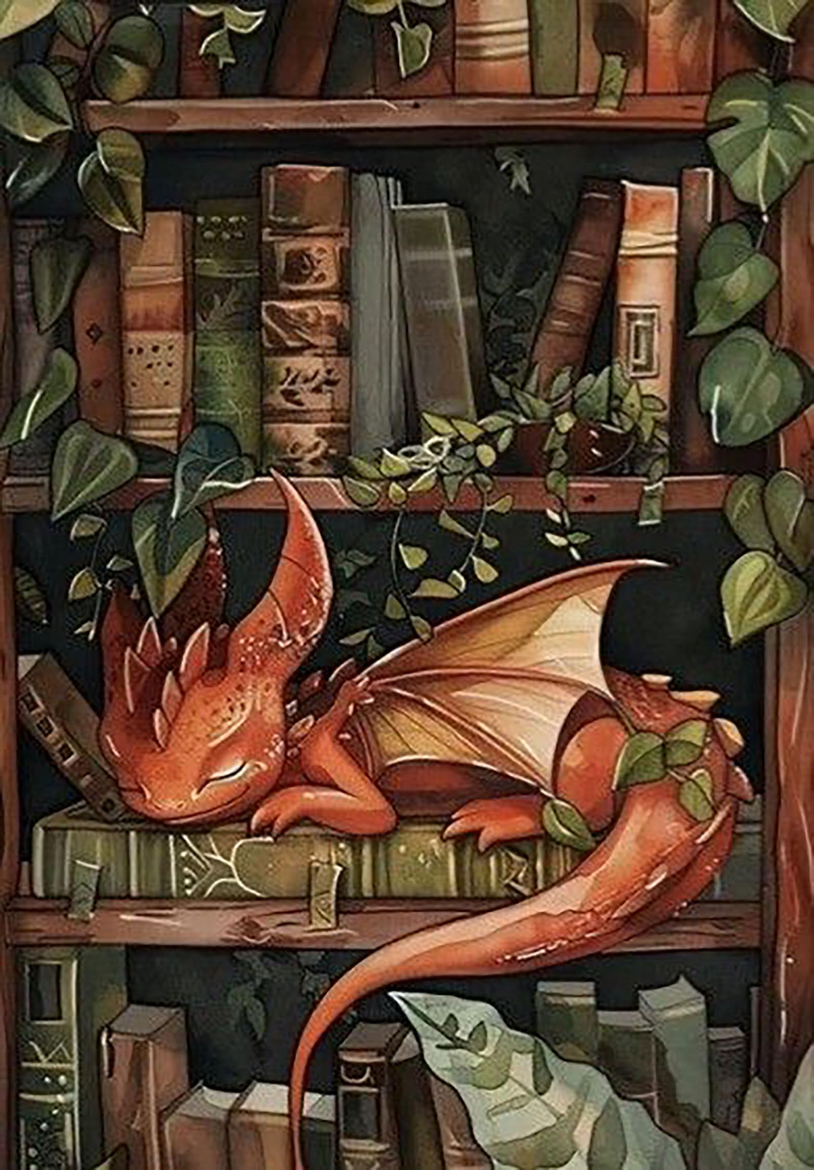 Hefeis Women's Dragon 5D Diy Diamond Painting Kit For Adults, Diamond Art Kits For Beginner,Painting By Diamonds,Gem Art Kits Round Drill For Home Wall Decor Gifts For Men (Dragon)