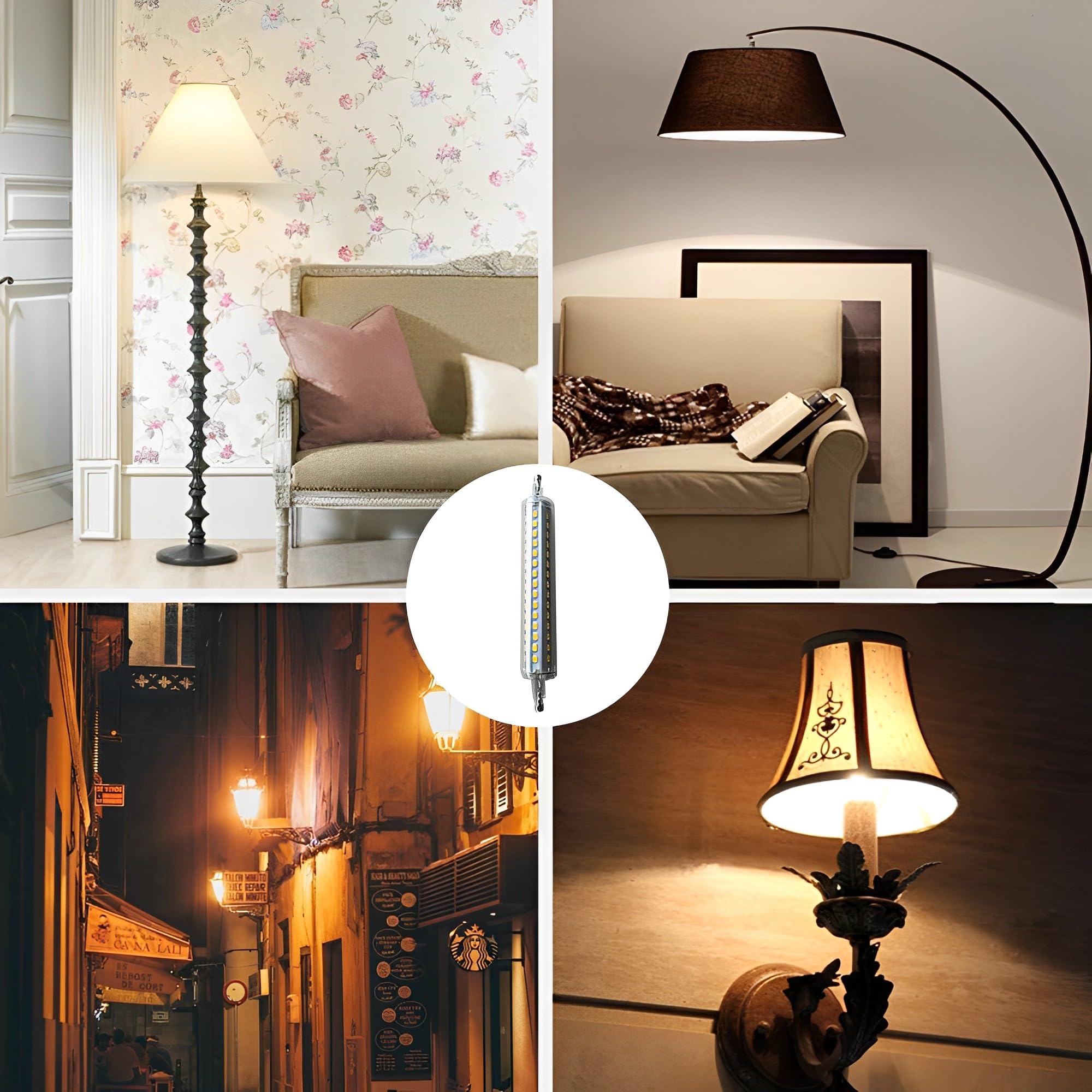 12W 1200LM R7S 135MM Bombillas LED AC 85-265V R7S Base 120W Bombilla halógena de tungsteno Bombillas de repuesto para iluminación de taller Lámparas de pie (paquete de 10)