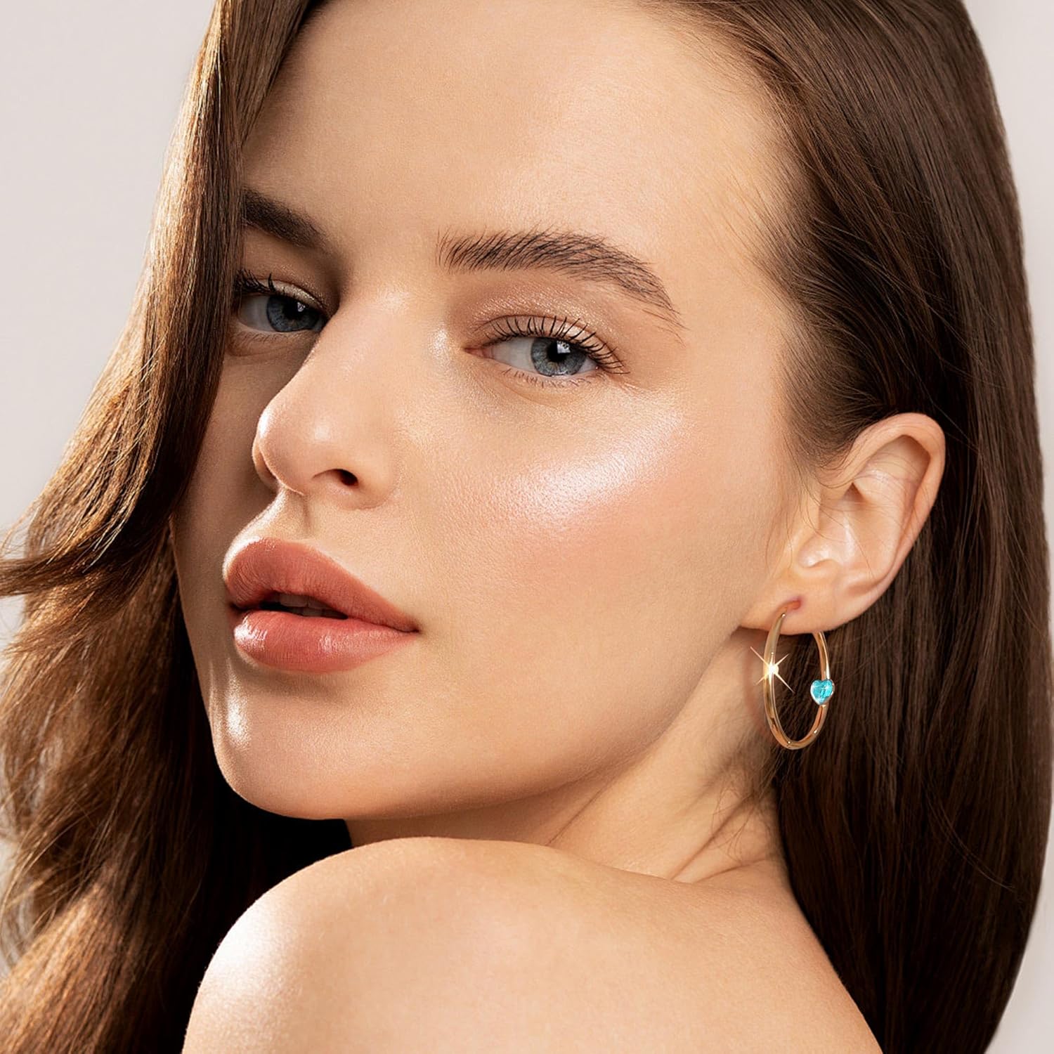 EVEVIC Trendy Austrian Crystals Heart Hoop Earrings for Women 14K Gold Plated Hypoallergenic Hoops Earring Jewelry Gift - Image 3