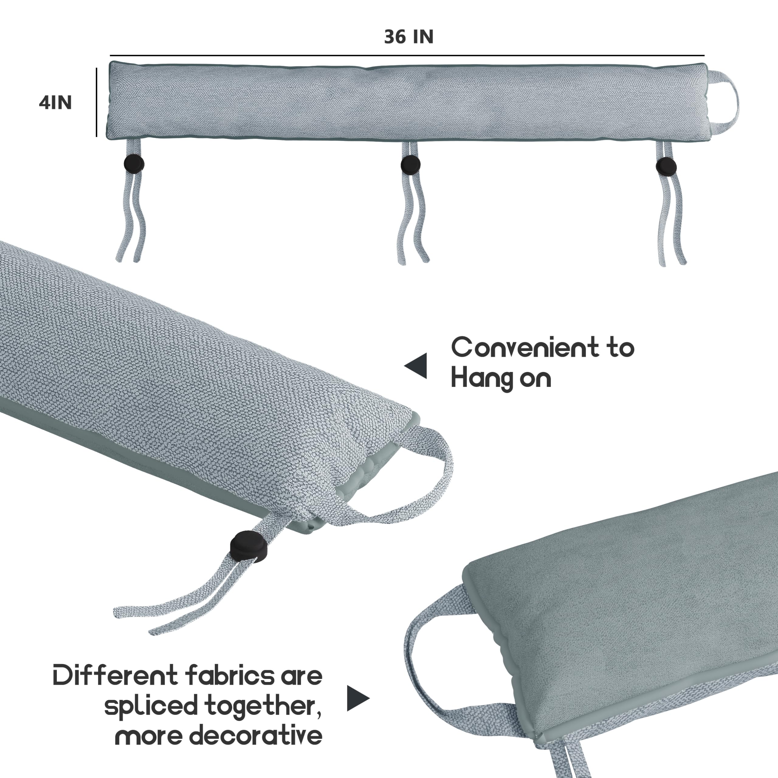 Johnear 2 paraspifferi sotto porta per porte, 90 cm, paraspifferi per porte e finestre, paraspifferi per porte e finestre con passanti sospesi
