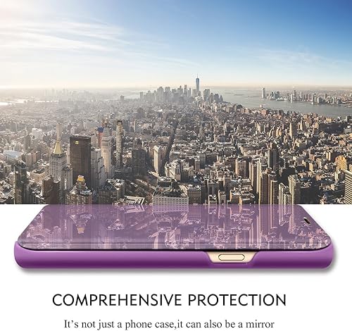 Miniatura 3 de Funda compatible con Samsung Galaxy S20 Ultra, funda de piel transparente con espejo S-View, a prueba de golpes, con función atril, antiarañazos,