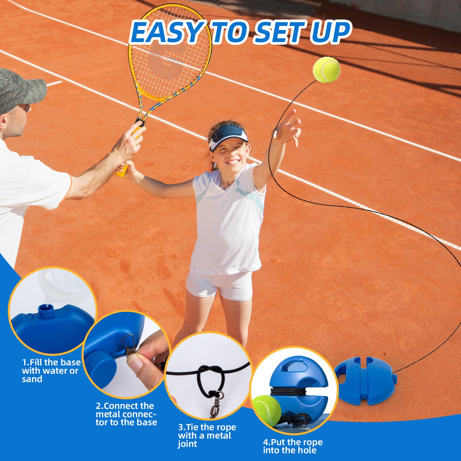 JOY SPOT! Tennis Set 2er Pack - Komplettset Für Kinder & Anfänger Mit Rebound Ball
