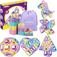 MilliGlee Costruzioni Magnetiche - 48 Pezzi Magneti Bambini con Borsa Portaoggetti
