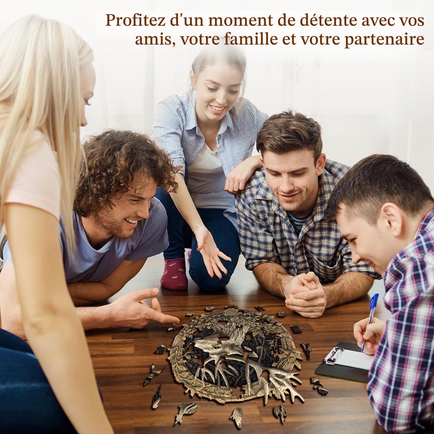 Puzzle en Bois pour Adultes-425 Pièces Cerf Unique en Forme De Puzzle en Bois,Cadeaux D’Anniversaire pour Les Vacances,Décoration Intérieure