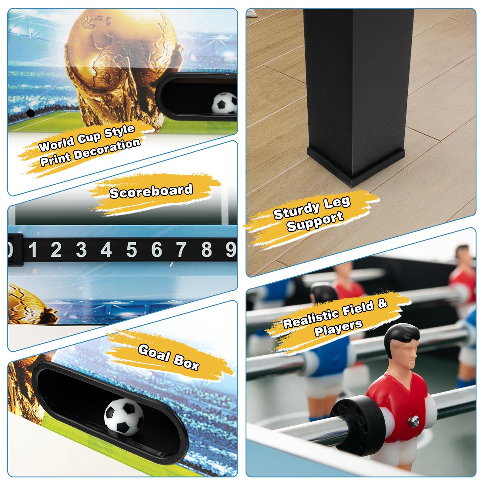 HOMASIS Table de Babyfoot 2 en 1 pour Enfants et Adultes, avec Pieds Amovibles, 2 Balles, 14 Kickers et 2 Compteurs de Points, pour Fêtes et Réunions