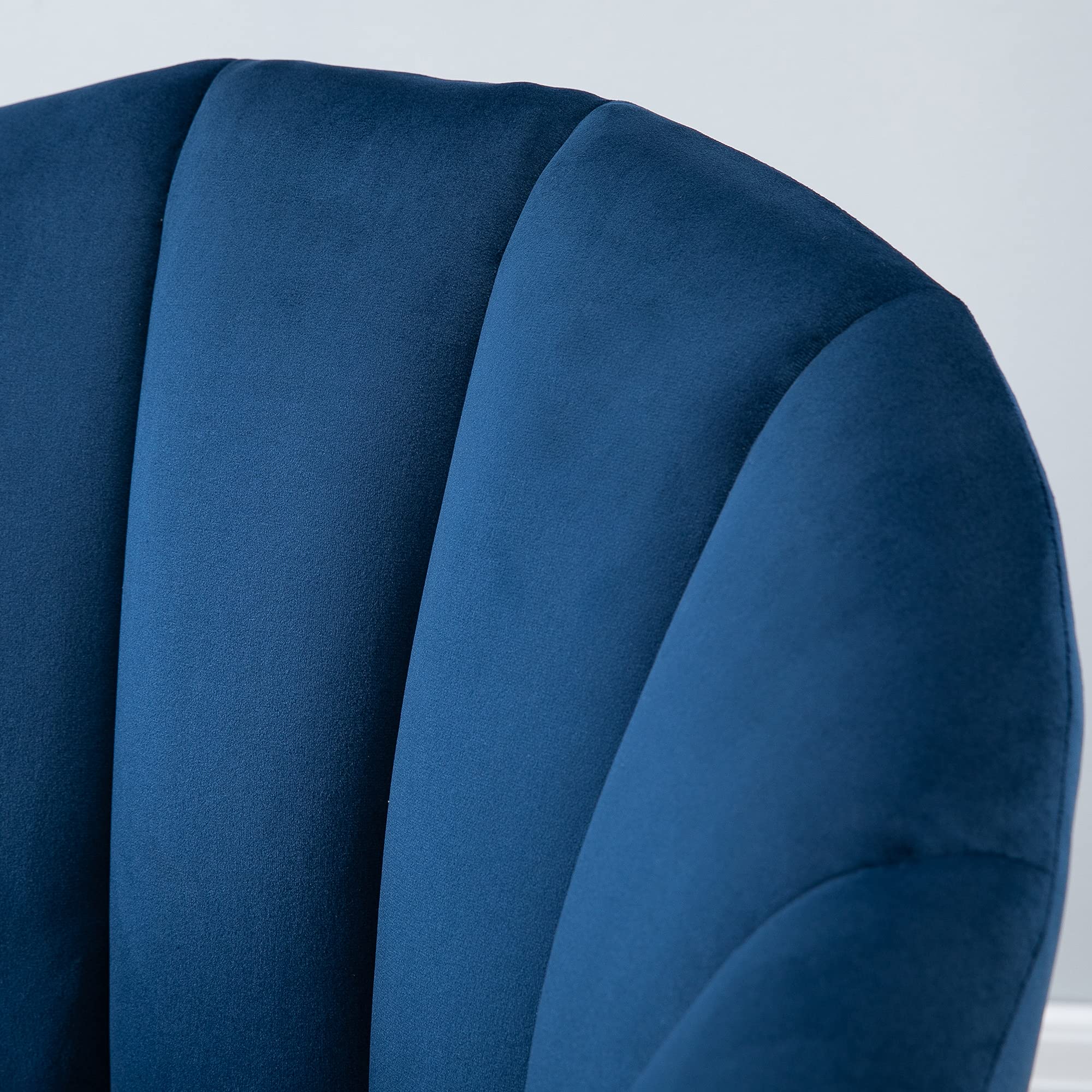 HOMCOM Poltrona Salotto Imbottito in Velluto, Poltroncina Camera da Letto con Imbottitura Spessa, Gambe in Legno di Caucciù, per Soggiorno e Sala da Pranzo, 67x65x77cm, Blu
