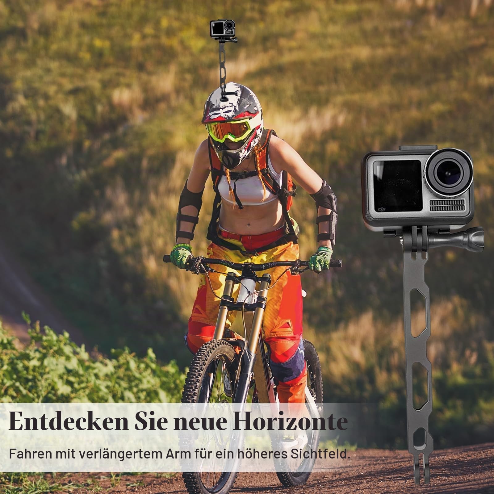 Verlängerungsarm aus Aluminiumlegierung, Aluminium Arm Helmhalterung, Kamera Verlängerungsarm, Gopro Verlängerung Metall Arm, für Gopro Hero 8/7/6/5/4/3 und Action Kamera
