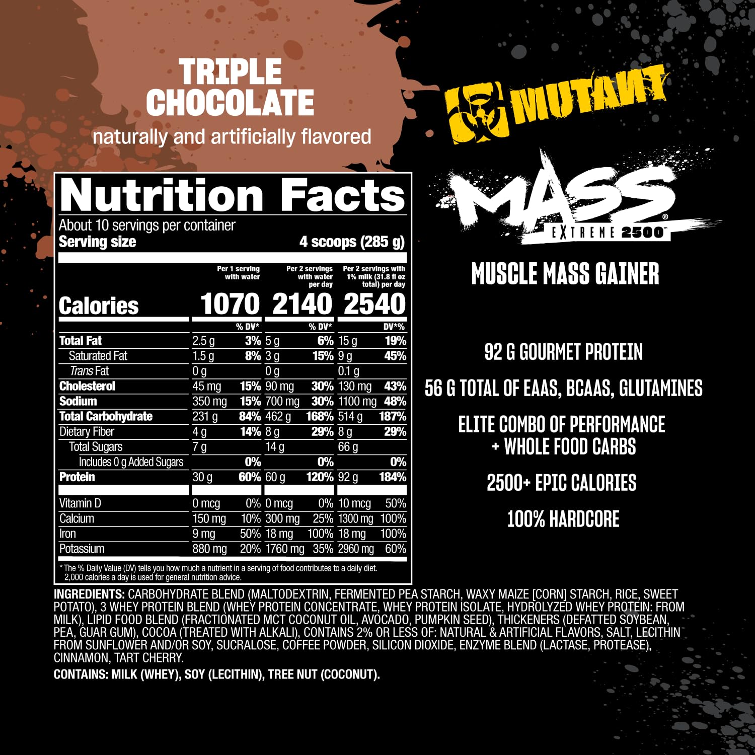 Mutant Mass Extreme Gainer, Whey Protein Powder, Triple Chocolate, 6 lbs — Amazon image 3