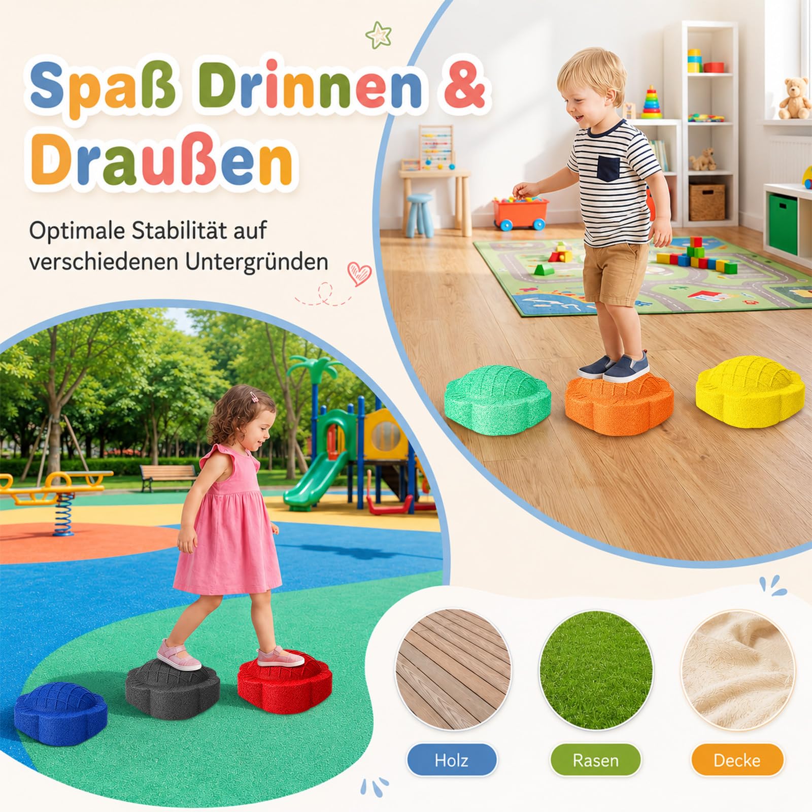 Juego de 6 piedras apilables para niños, con rueda de la suerte, piedras de