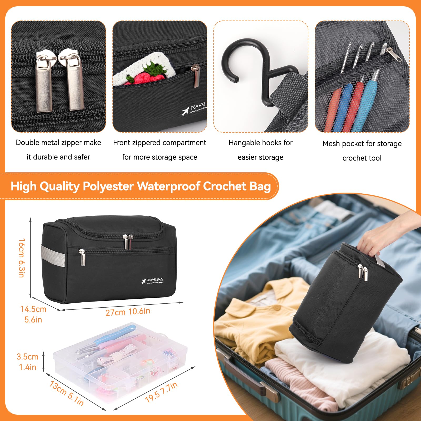 Reessy Set Ferri Da Maglia E Uncinetti Da 90 Pezzi Per Principianti - 18 Ferri In Bambù, Uncinetti Ergonomici E Borsa Tela - 2