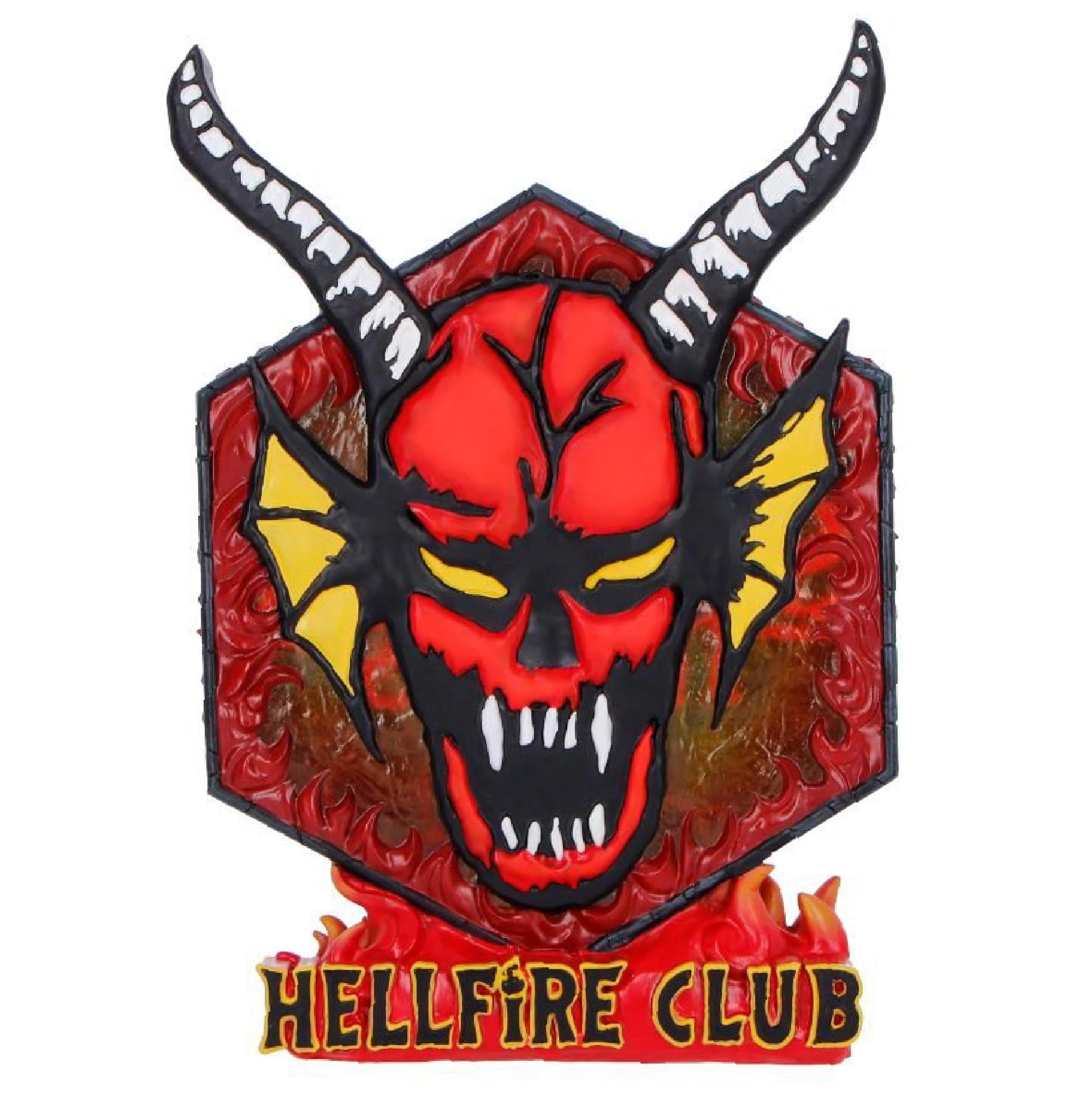 Nemesis Now Stranger Things Hellfire Club - Lámpara de mesa USB con licencia oficial pintada a mano, resina hexagonal, luz de escritorio, 23,6 cm